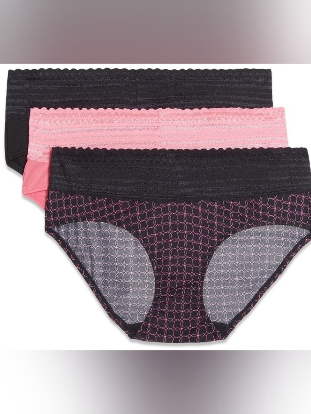Warner's Hipster Panty 3-Pack in Black and Pink T15